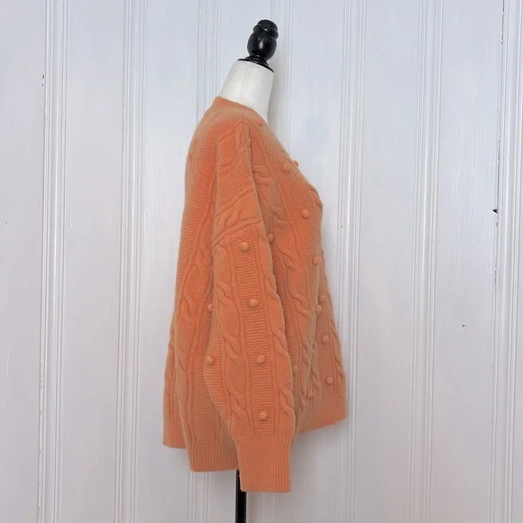 Large Oversized Peach Popcorn Chunky Knit Sweater - Picture 2 of 7